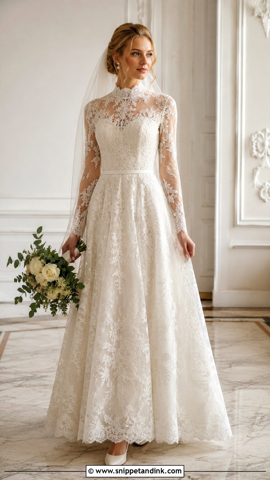 High Neck Lace Bridal Dress - Snippet and Ink - 20 Beautiful Bridal Dresses