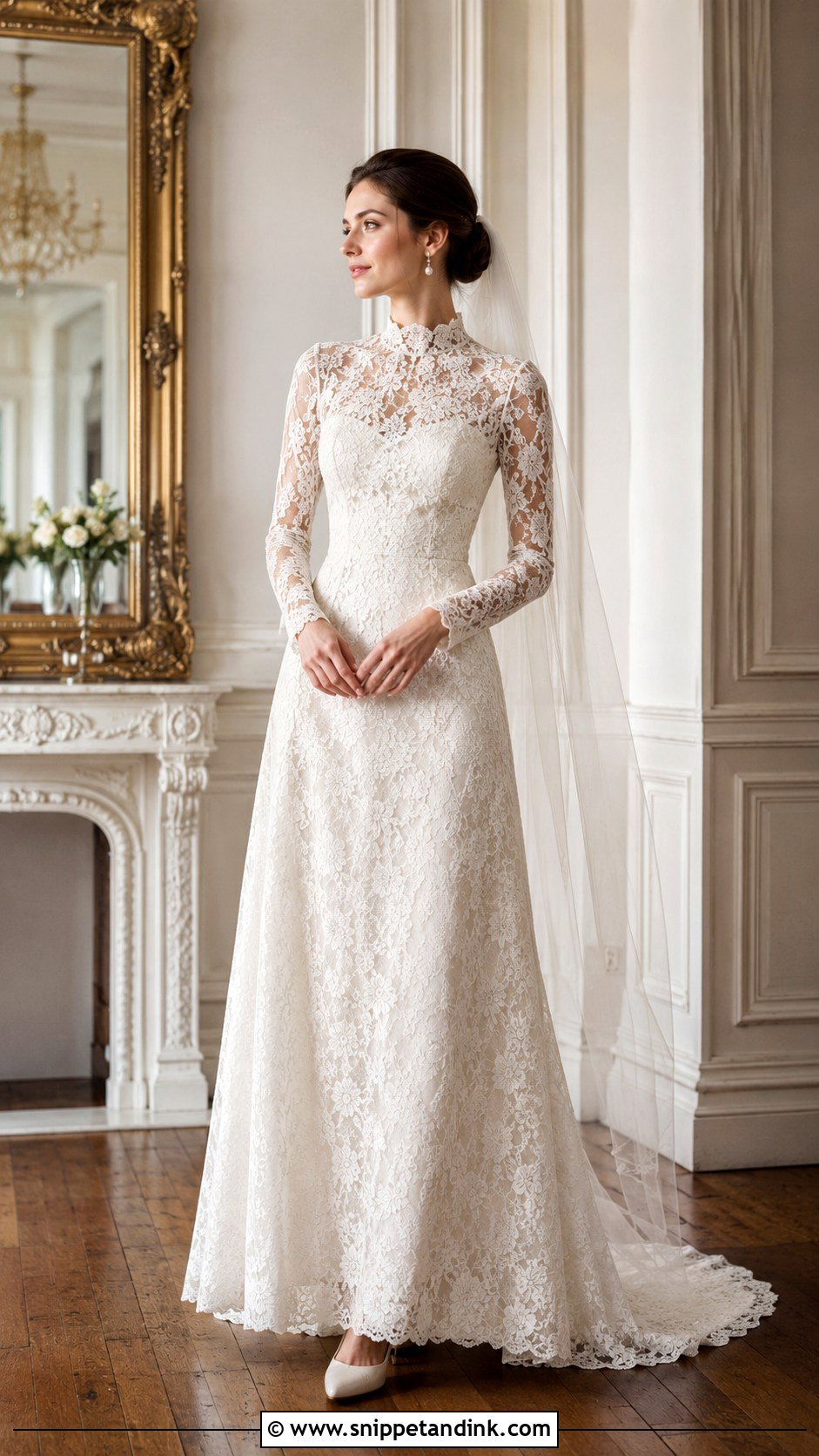 High Neck Lace Bridal Dress - Snippet and Ink - 20 Bridal Dresses Ideas
