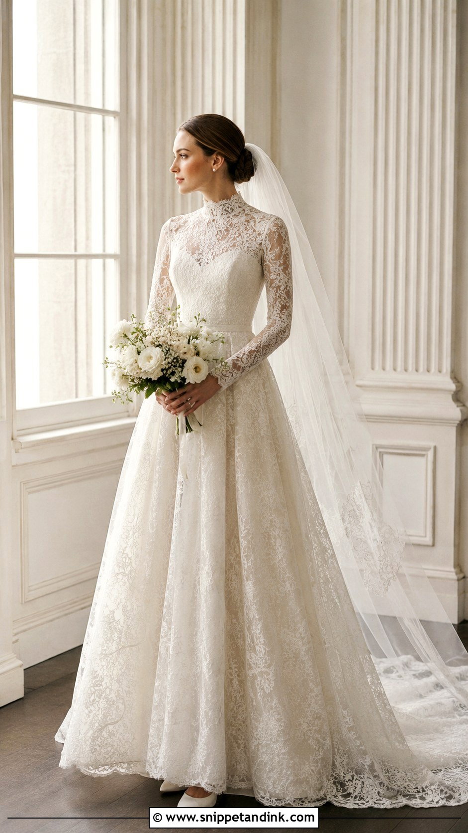 High Neck Lace Bridal Dress - Snippet and Ink - 20 Chic Bridal Dress Ideas