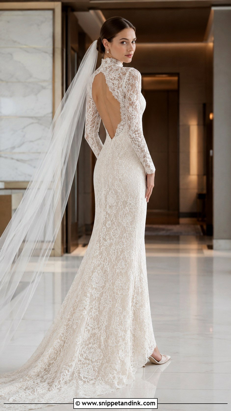 High Neck Lace Bridal Dress - Snippet and Ink - 20 Lace Bridal Dresses