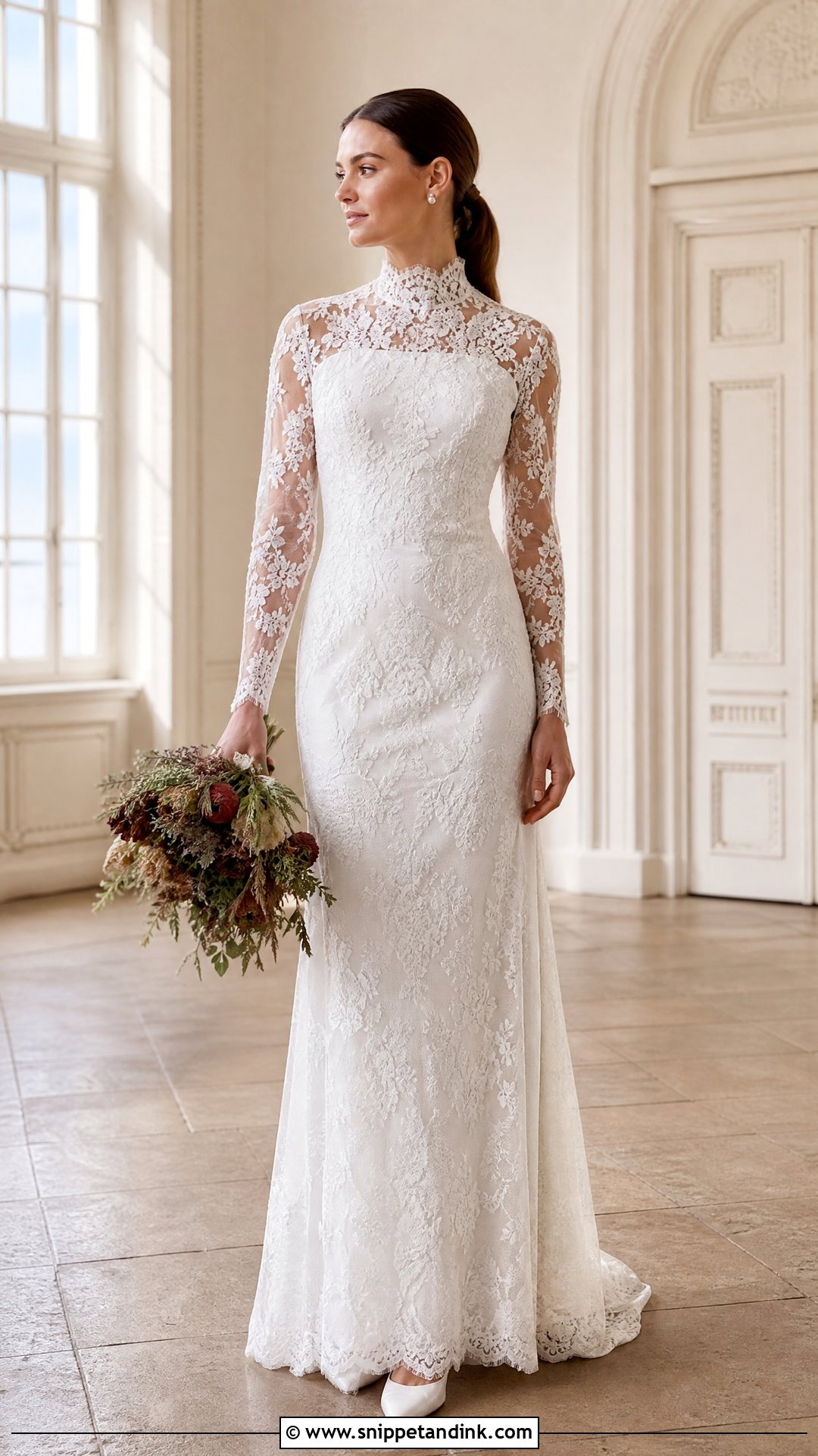 High Neck Lace Bridal Dress - Snippet and Ink - 20 Modern Bridal Dress Ideas