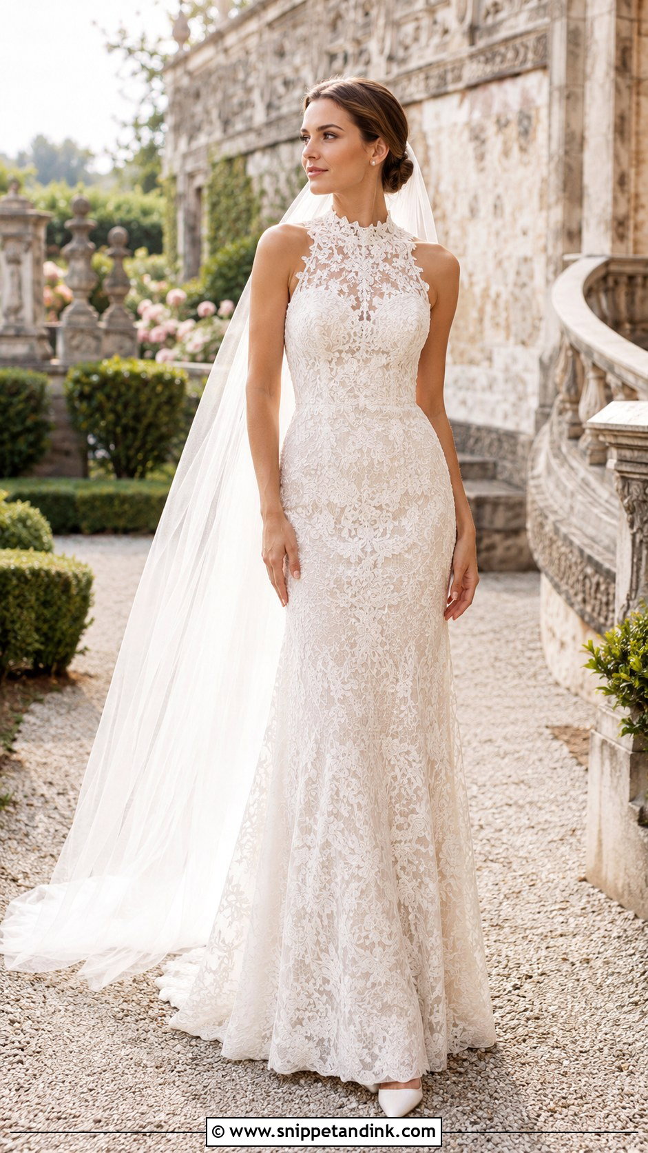 High Neck Lace Bridal Gown - Snippet and Ink - 20 Modern Bridal Gowns