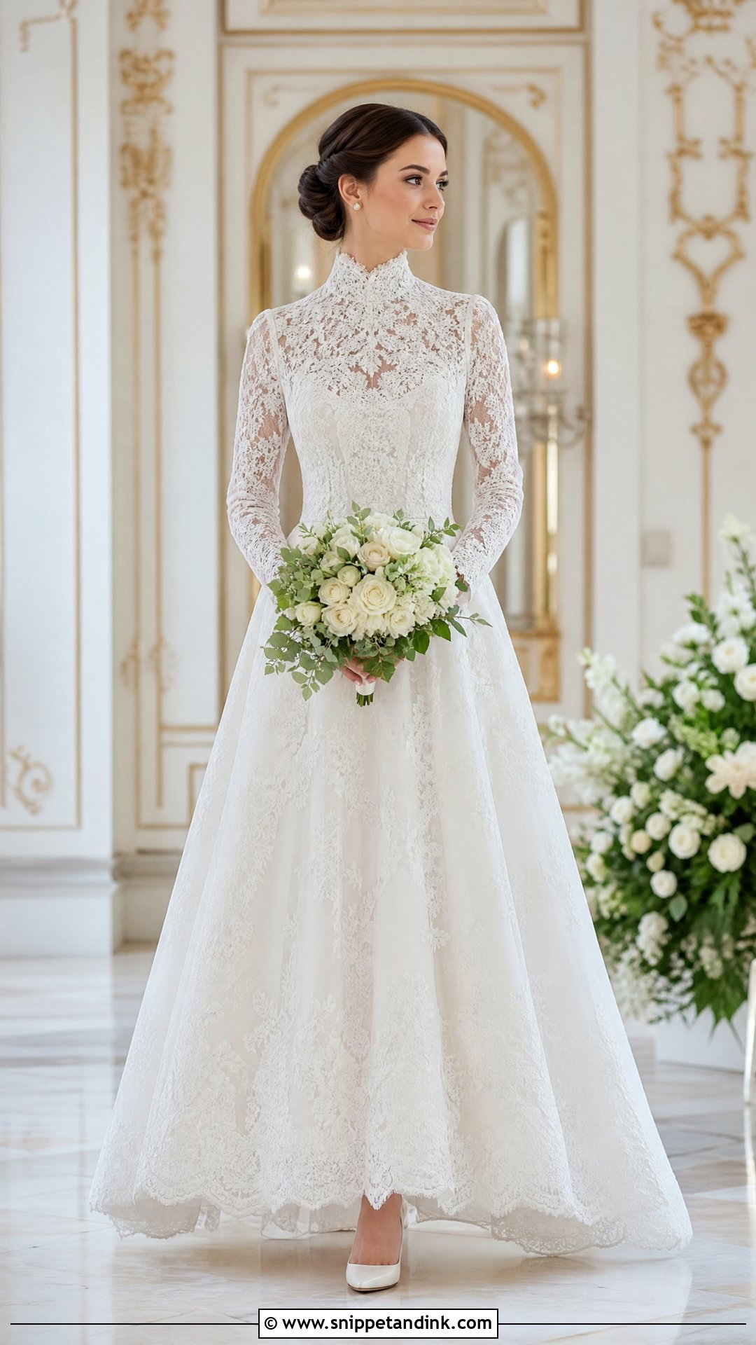 High Neck Lace Bridal Gown - Snippet and Ink - 25 Lace Bridal Gown Ideas