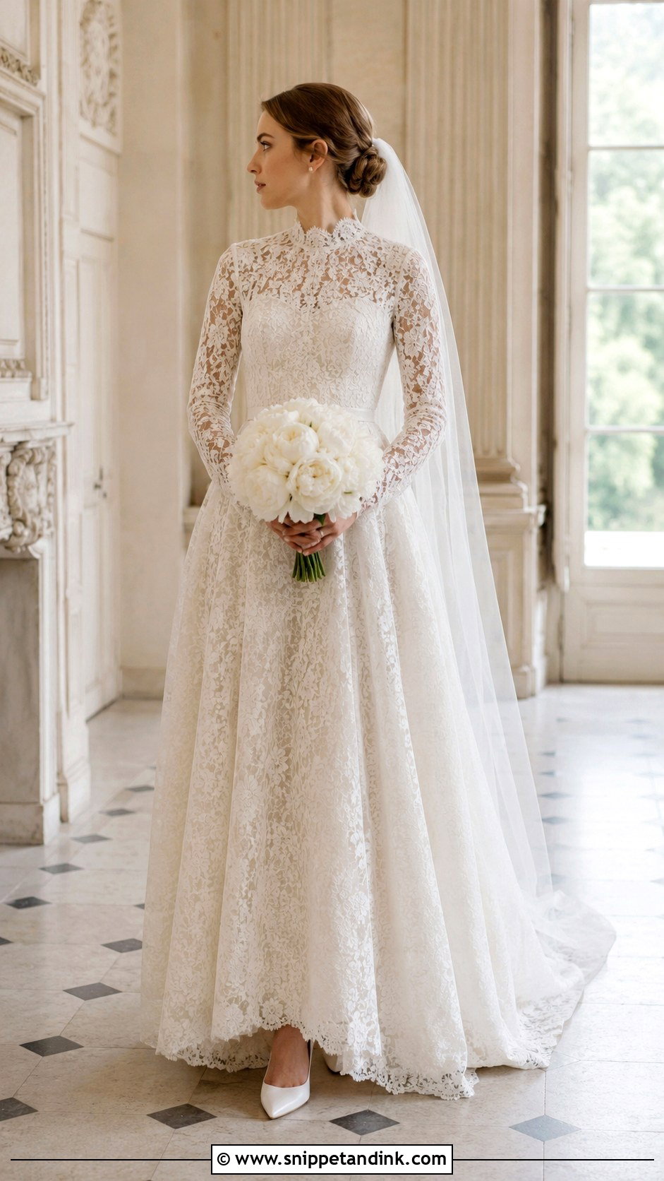 High Neck Lace Bridal Wedding Gown - Snippet and Ink - 20 Bridal Wedding Gowns
