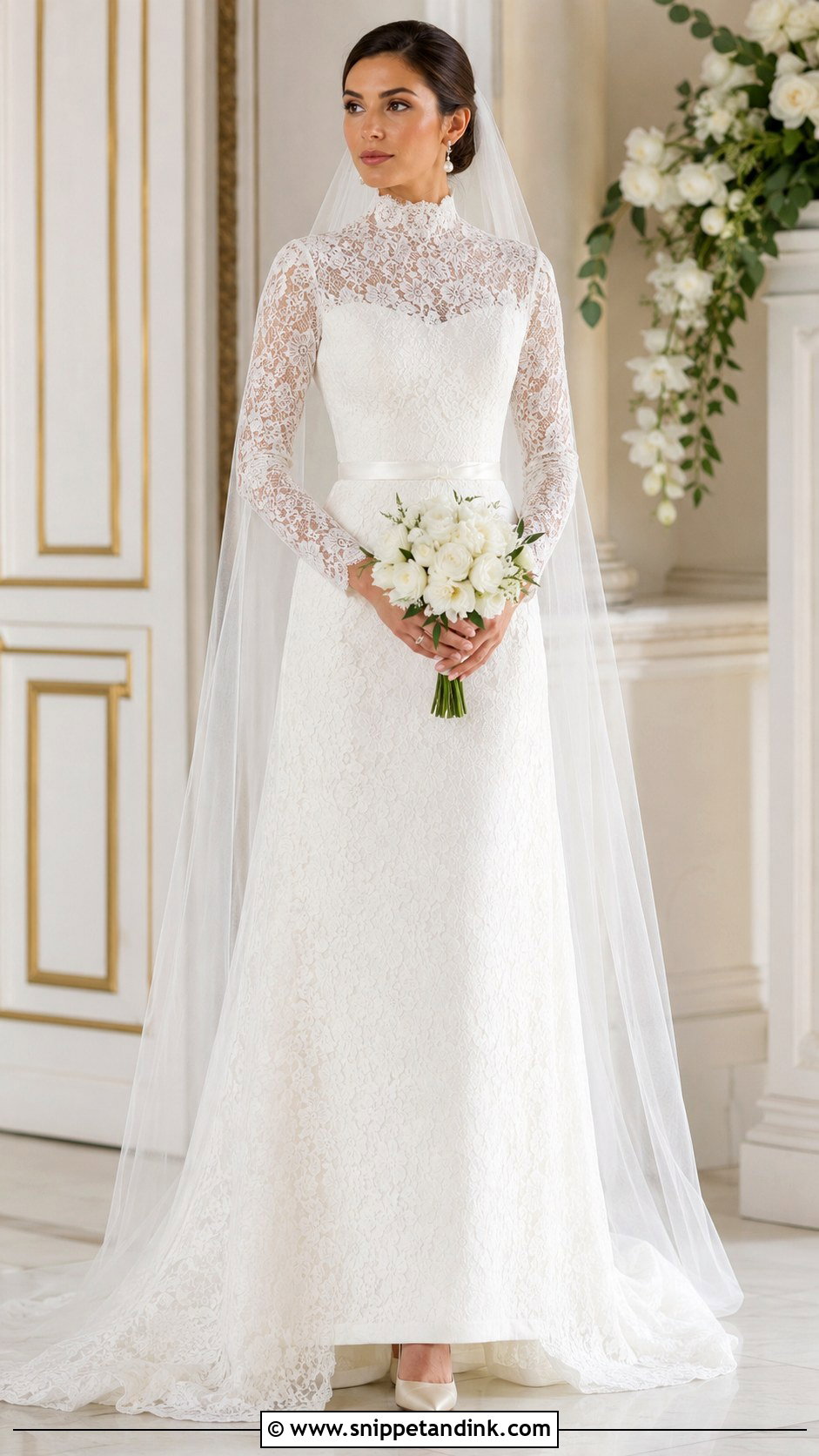 High Neck Lace Christian Wedding Dress - Snippet and Ink - 20 Christian Gowns Wedding Dresses