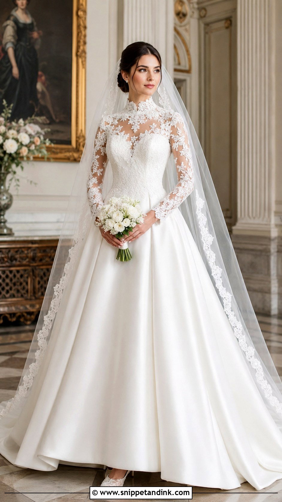 High Neck Lace Cinderella Gown - Snippet and Ink - 20 Cinderella Gown Wedding Ideas
