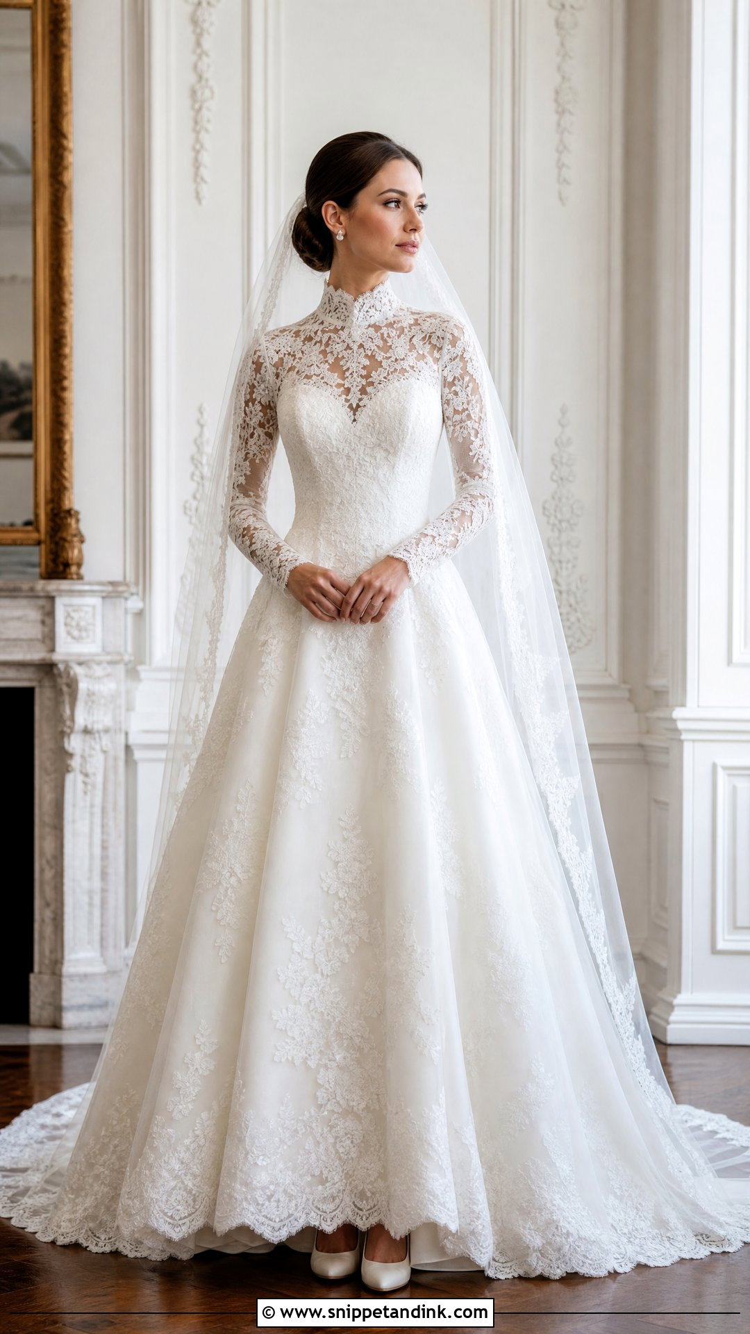 High Neck Lace Corset Wedding Dress - Snippet and Ink - 25 Corset Top Wedding Dresses