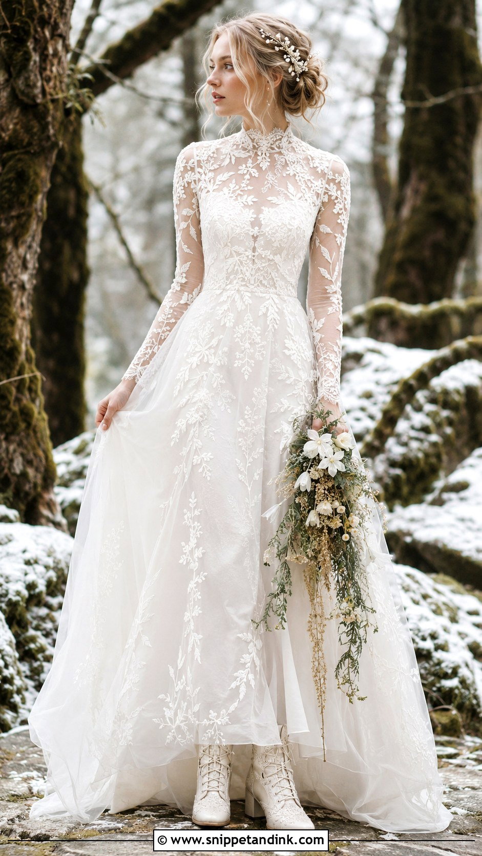 High Neck Lace Faerie Wedding Dress - Snippet and Ink - 20 Faerie Wedding Dress Ideas