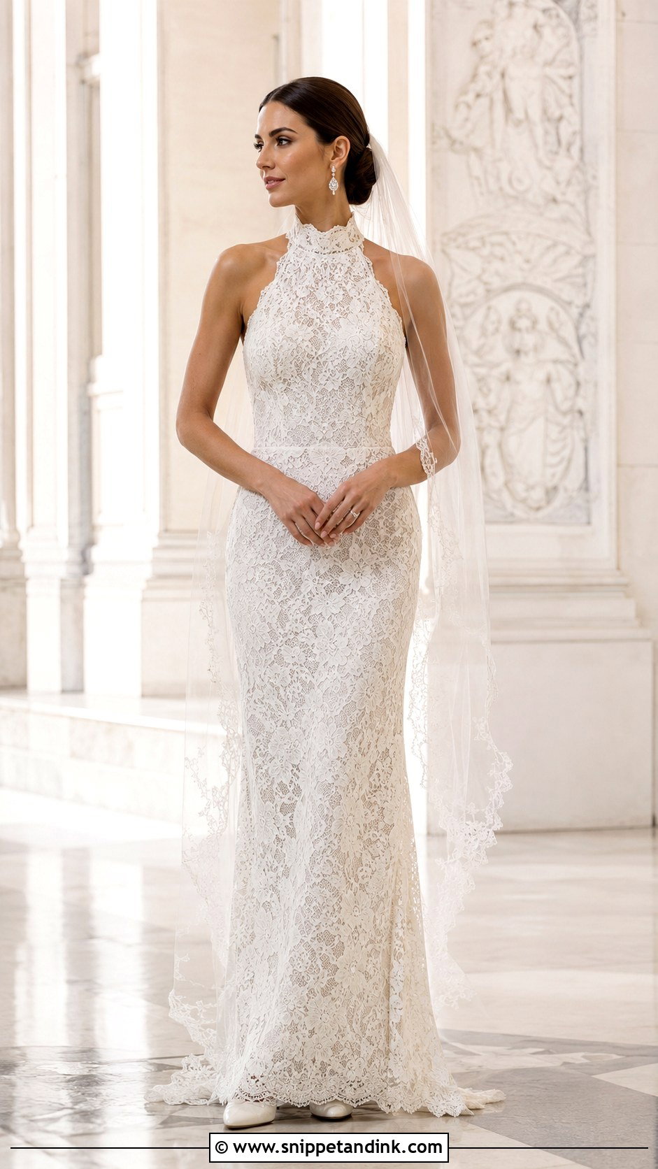 High Neck Lace Halter Wedding Dress - Snippet and Ink - 20 Lace Halter Wedding Dress Ideas