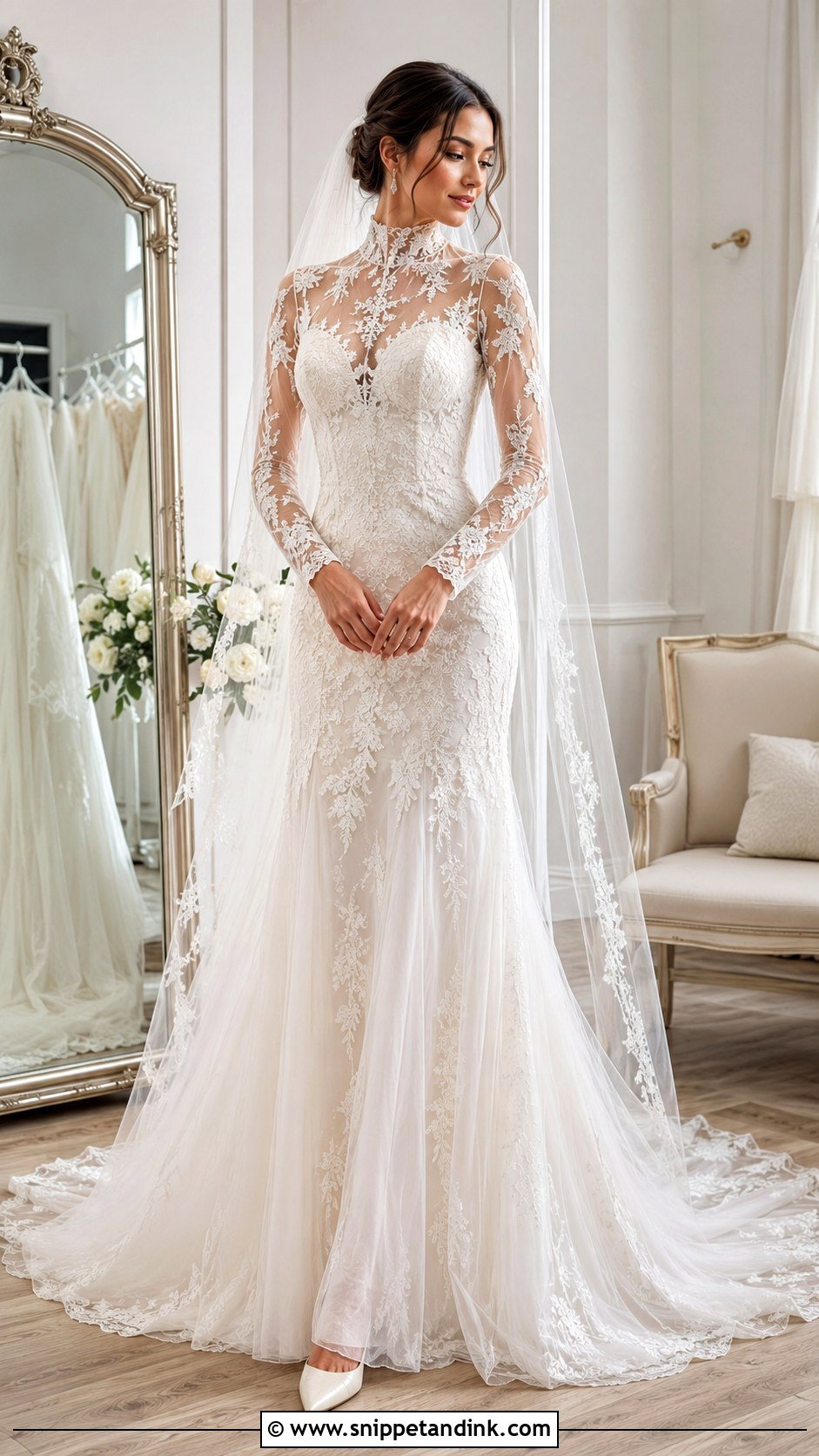 High Neck Lace Illusion Wedding Dress - Snippet and Ink - 25 High Neck Lace Wedding Dress Ideas