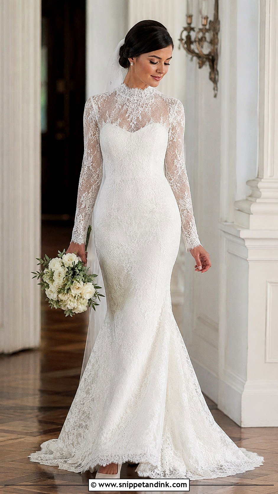 High Neck Lace Mermaid Bridal Dress - Snippet and Ink - 20 Mermaid Bridal Dresses