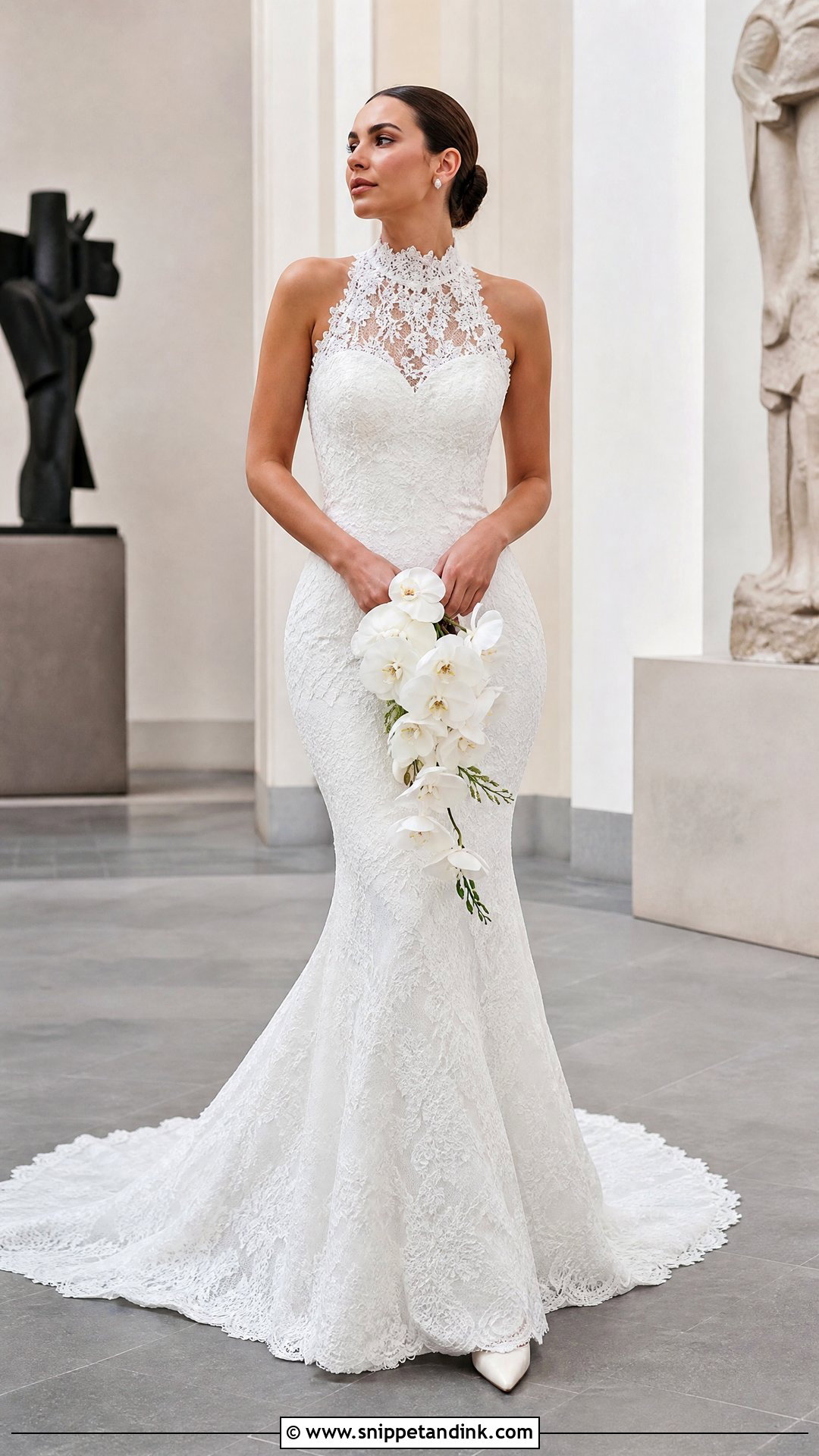 High Neck Lace Mermaid Wedding Dress - Snippet and Ink - 20 Lace Mermaid Wedding Dresses
