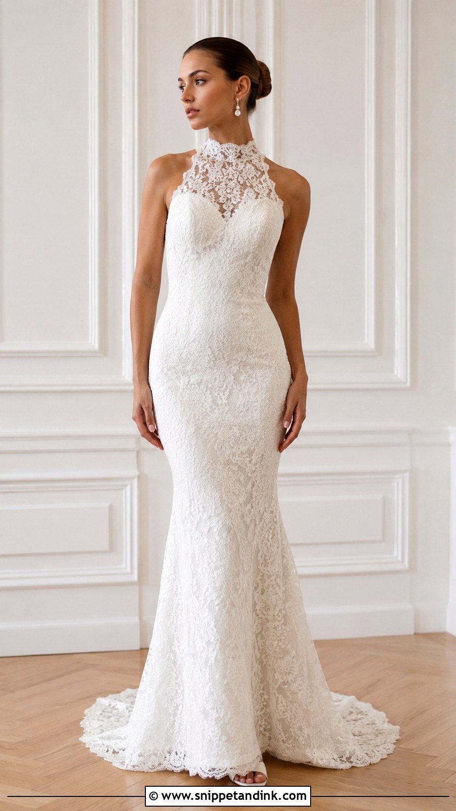 High Neck Lace Mermaid Wedding Dress - Snippet and Ink - 25 High Neck Lace Wedding Dress Ideas