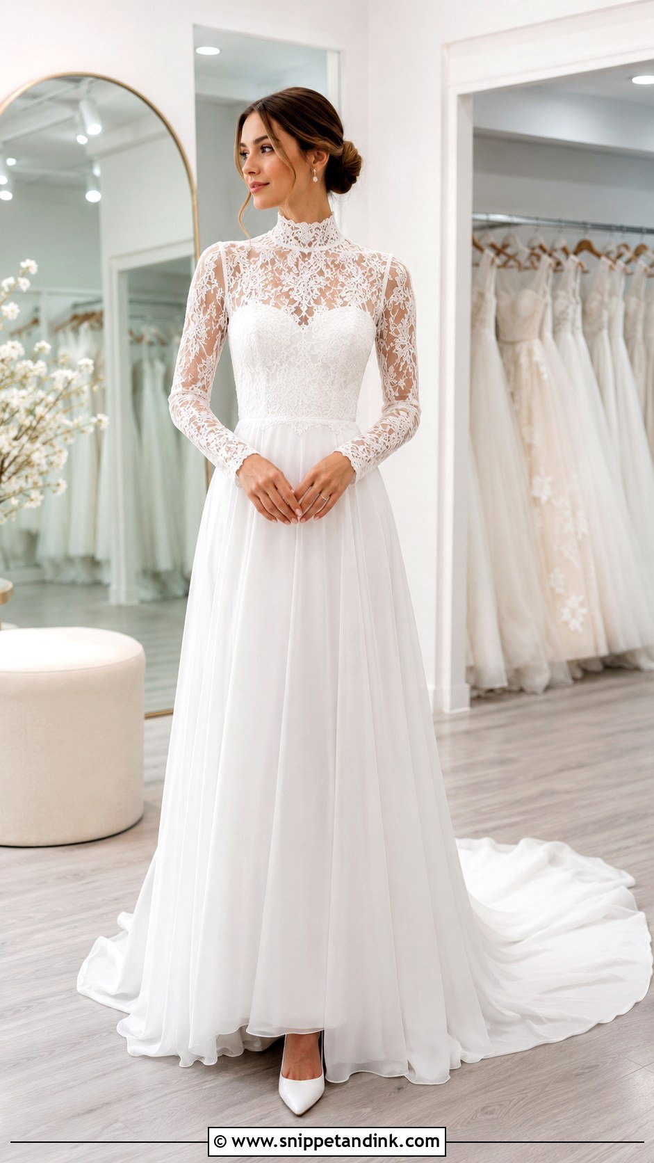 High Neck Lace Mock Neck Wedding Dress - Snippet and Ink - 25 High Neck Lace Wedding Dress Ideas
