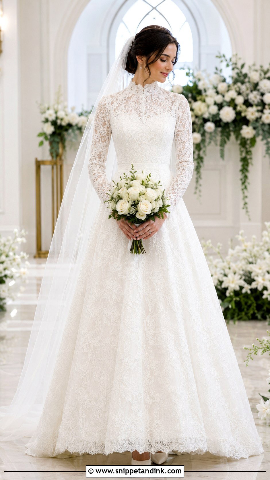 High Neck Lace Modest Wedding Dress - Snippet and Ink - 25 High Neck Lace Wedding Dress Ideas