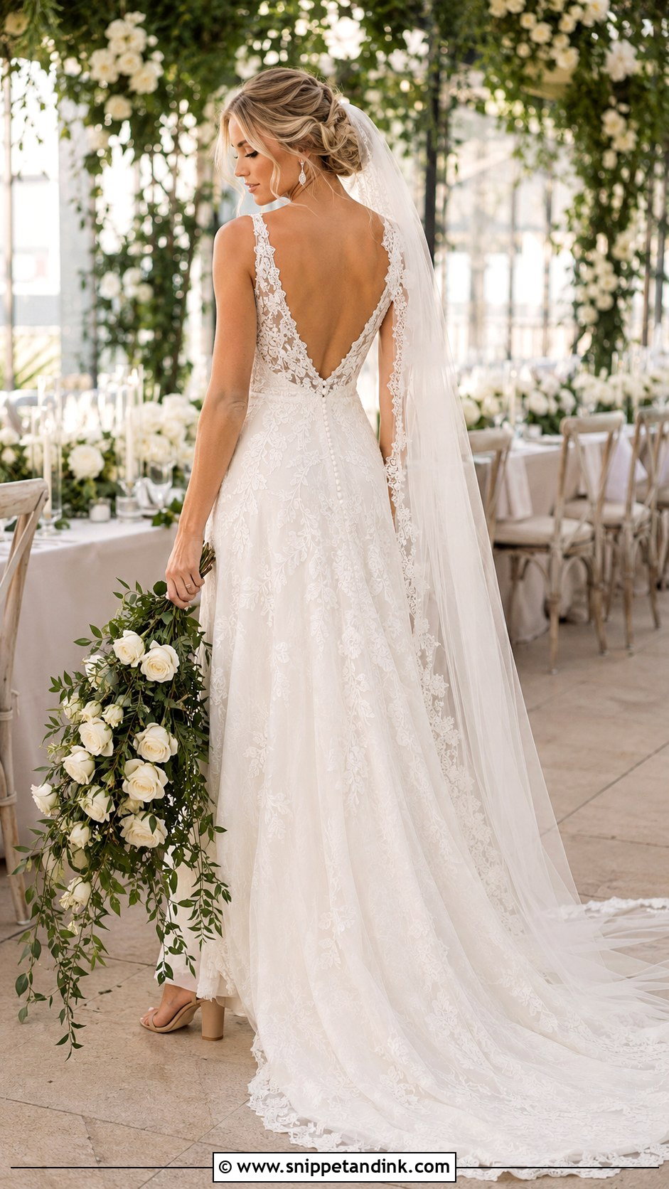 High Neck Lace Open Back Wedding Dress - Snippet and Ink - 20 Lace Open Back Wedding Dress Ideas