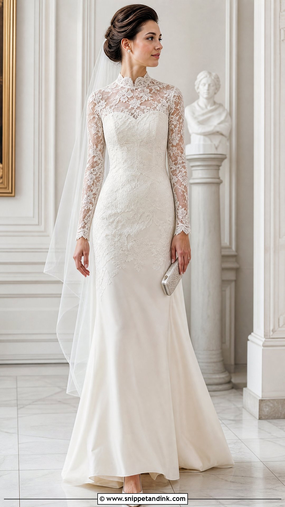 High Neck Lace Overlay Wedding Dress - Snippet and Ink - 20 Wedding Dress with Overlay Ideas