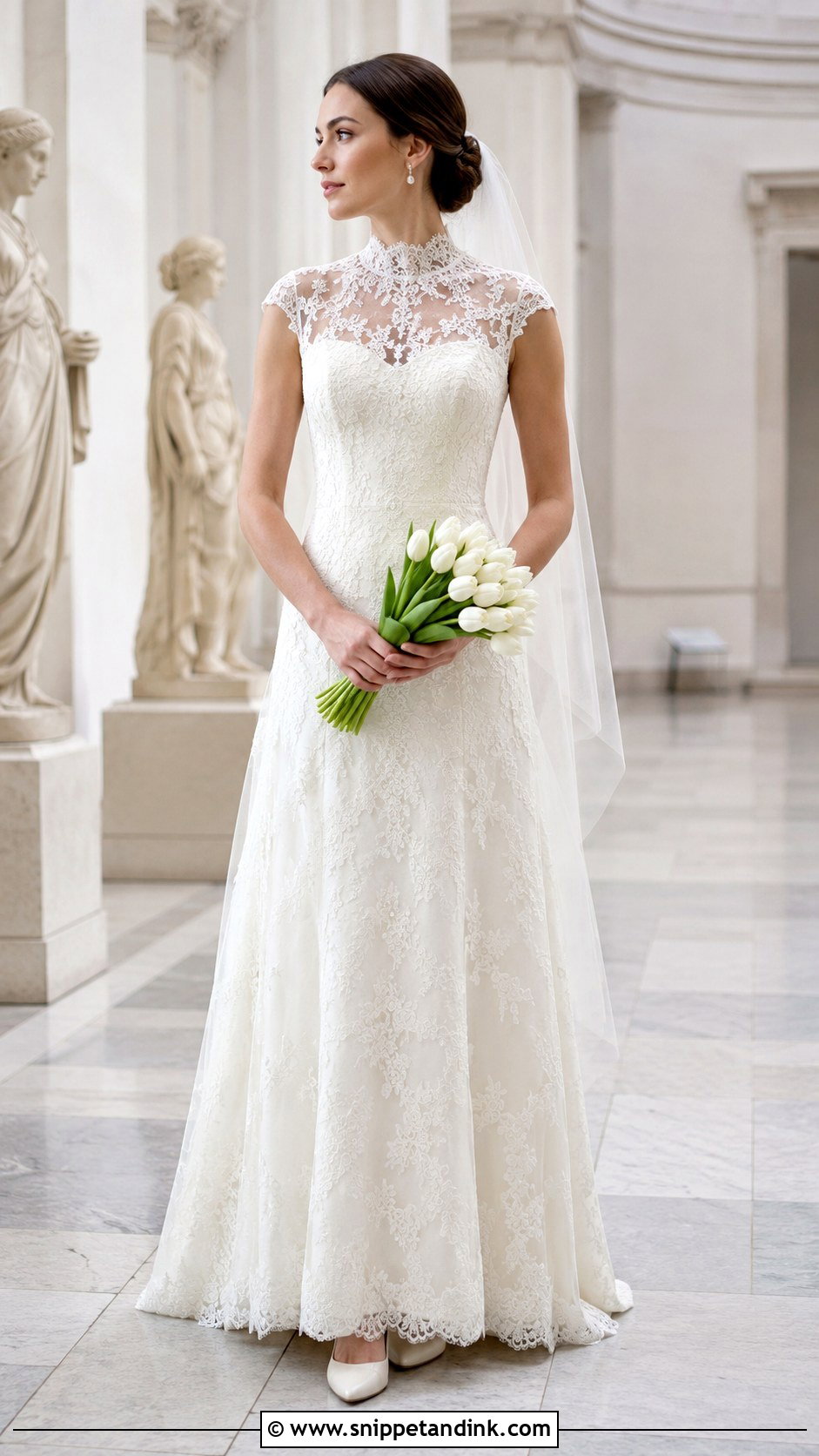 High Neck Lace Overlay Wedding Dress - Snippet and Ink - 20 Lace Overlay Wedding Dress Ideas