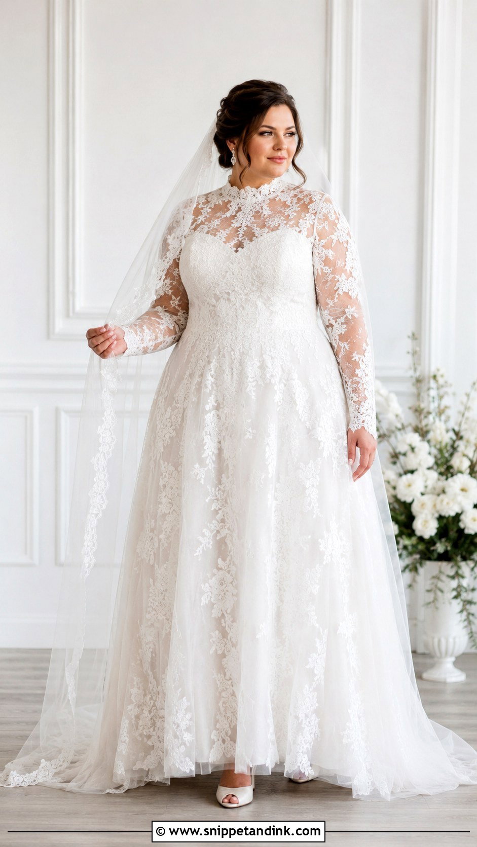 High Neck Lace Plus Size Wedding Dress - Snippet and Ink - 25 High Neck Lace Wedding Dress Ideas