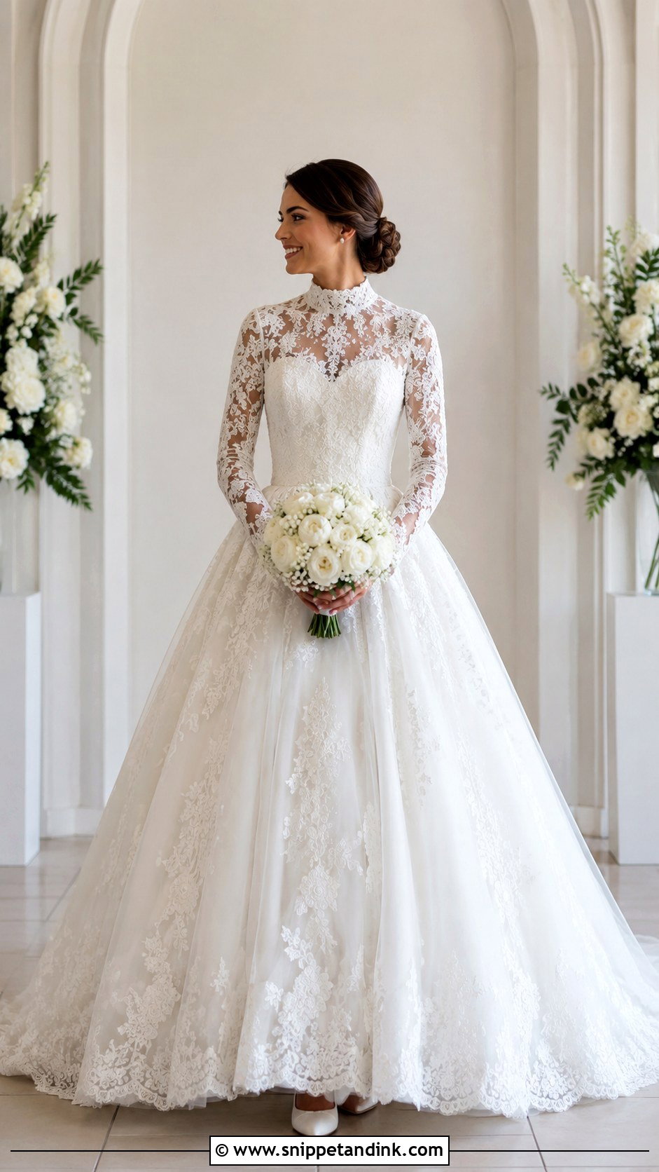 High Neck Lace Princess Wedding Dress - Snippet and Ink - 20 Lace Princess Wedding Dresses
