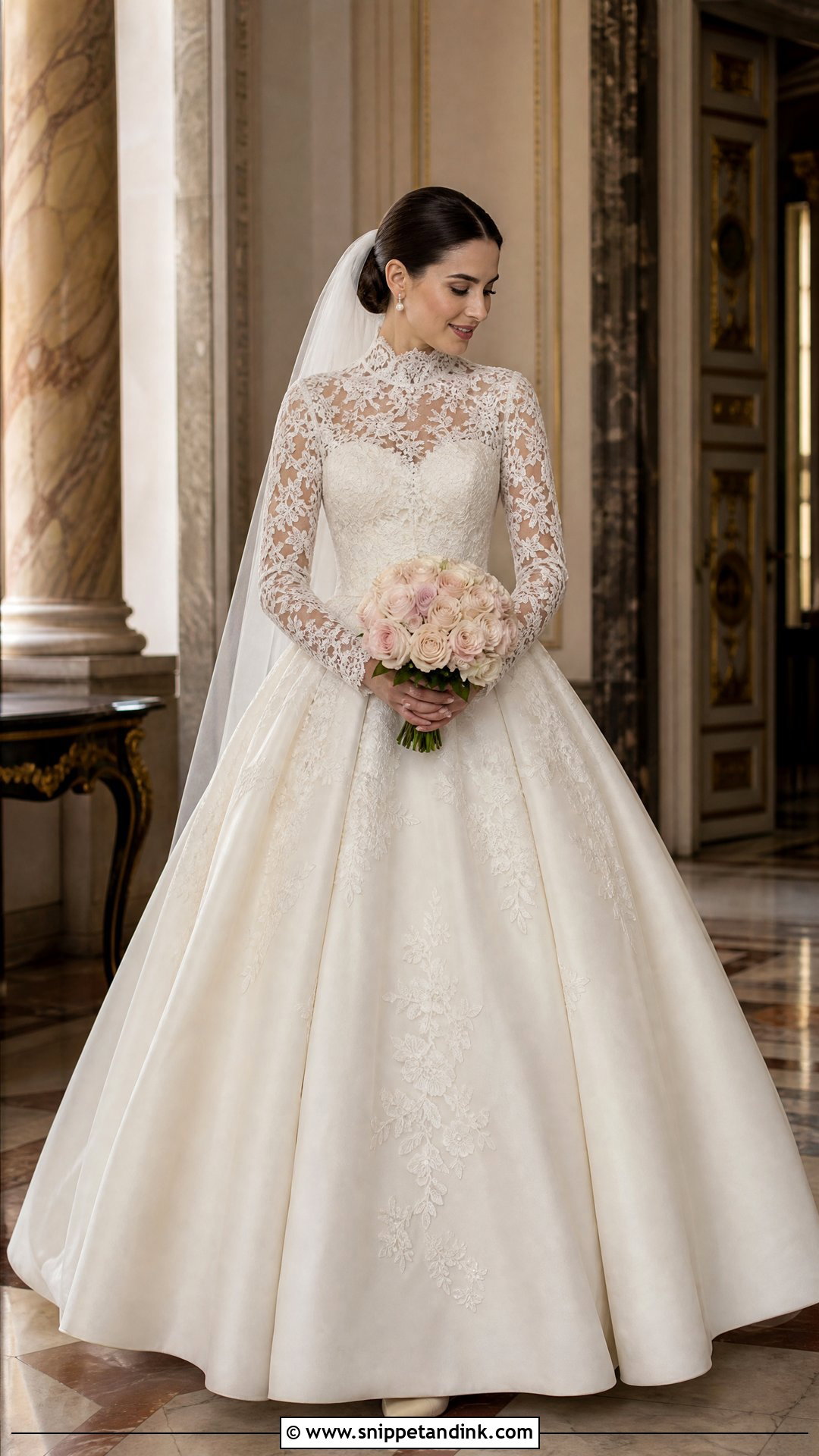 High Neck Lace Puffy Princess Wedding Dress - Snippet and Ink - 20 Puffy Wedding Dresses Princesses