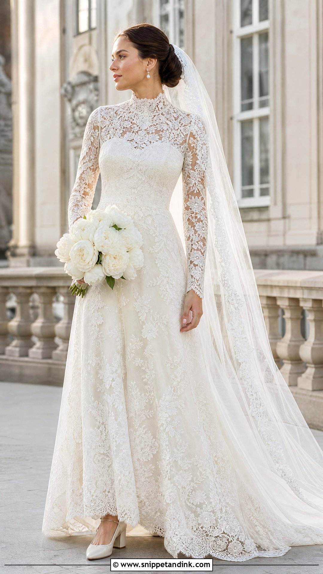 High Neck Lace Royal Bride Dress - Snippet and Ink - 20 Royal Bride Dress Ideas