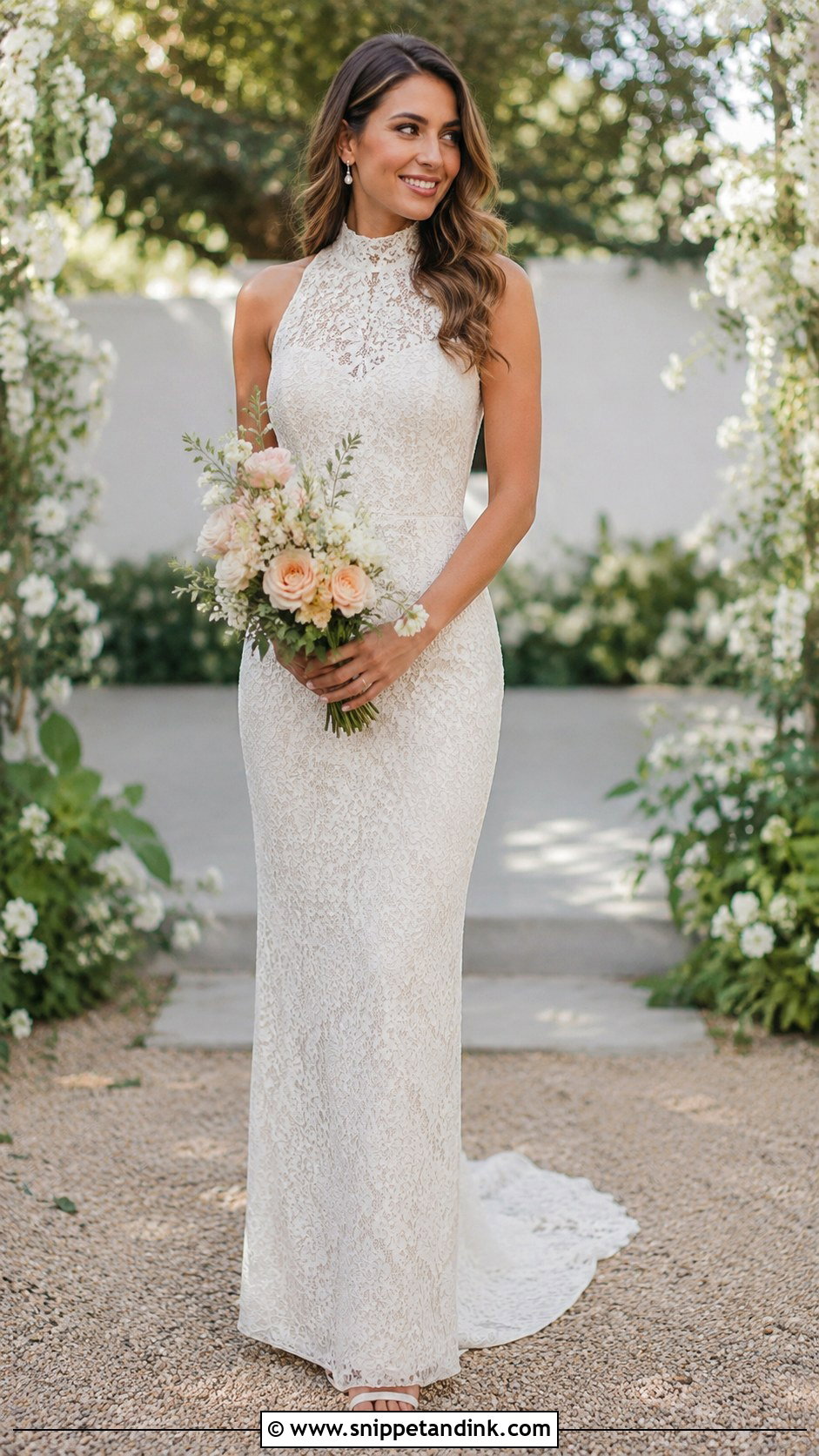 High Neck Lace Sheath Wedding Dress - Snippet and Ink - 25 High Neck Lace Wedding Dress Ideas