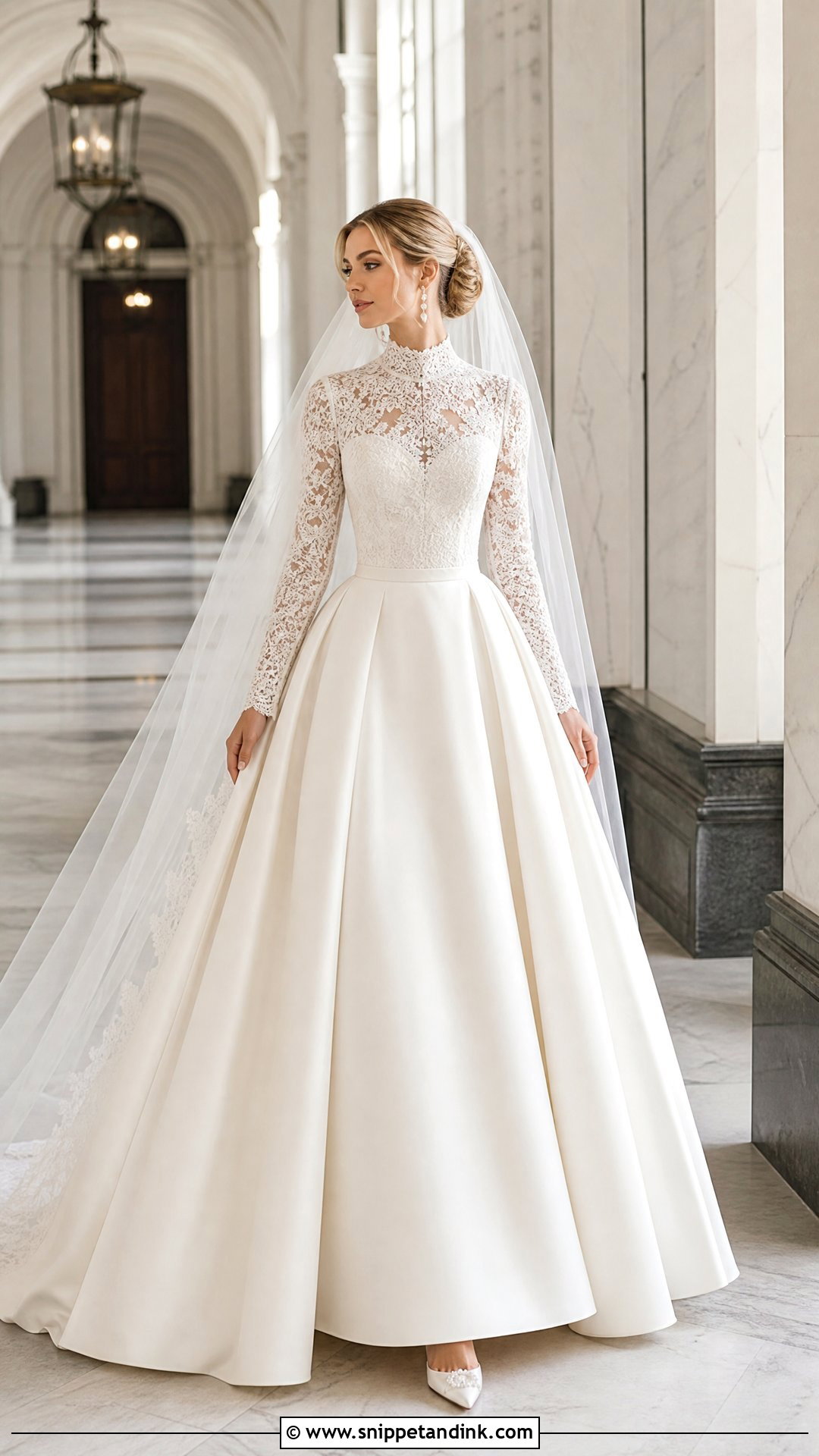 High Neck Lace Sleeve Wedding Dress - Snippet and Ink - 25 Lace Sleeves Wedding Dress