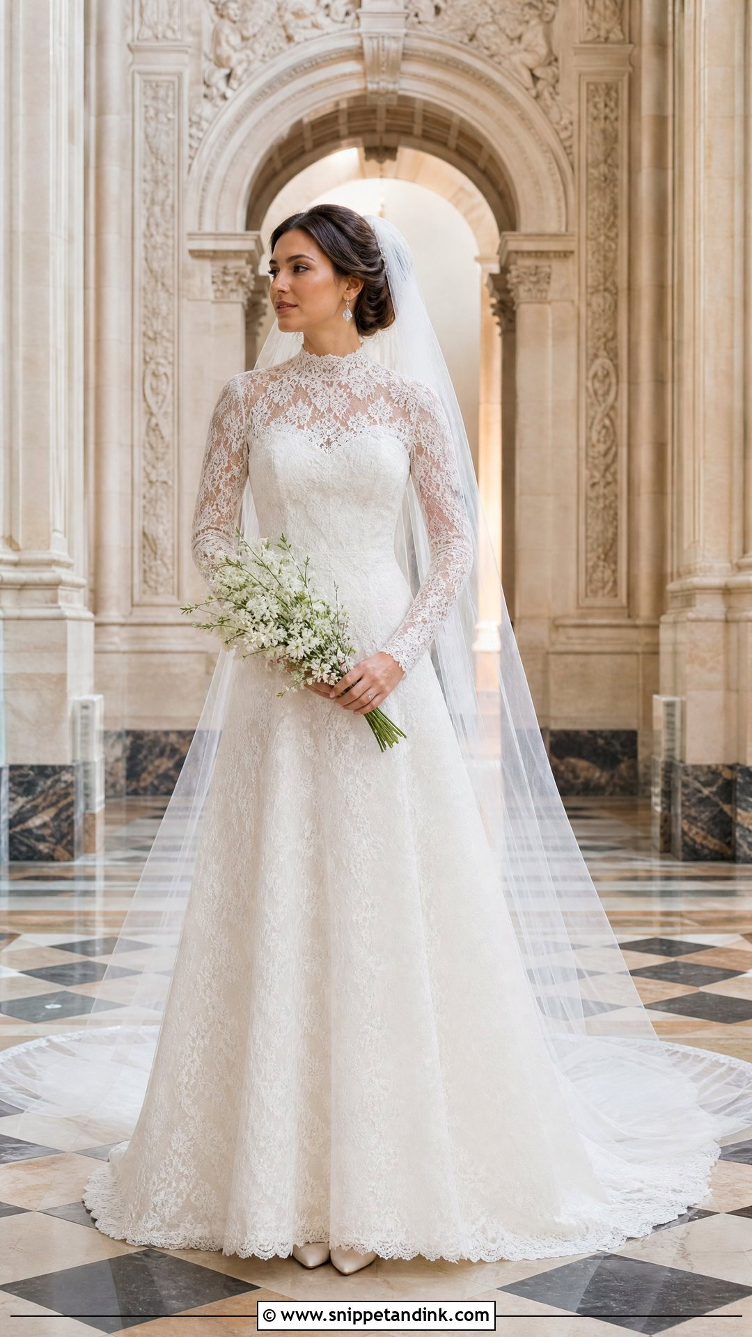 High Neck Lace Spanish Wedding Dress - Snippet and Ink - 20 Spain Wedding Dress Ideas