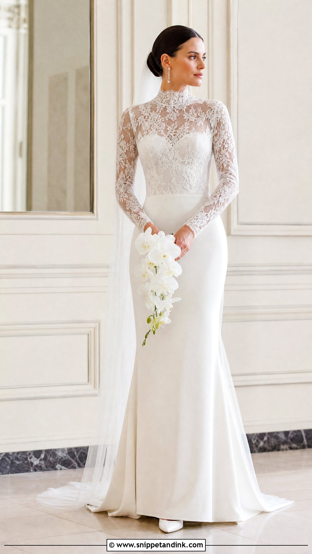 High Neck Lace Top Wedding Dress - Snippet and Ink - 25 Lace Top Wedding Dress Ideas
