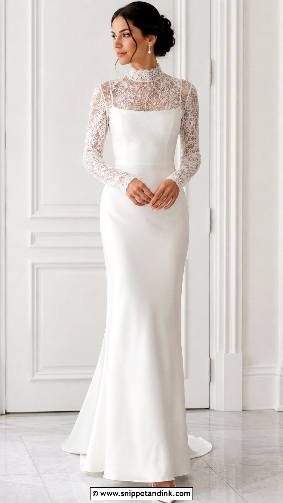High Neck Lace Topper With Sleeveless Wedding Dress - Snippet and Ink - 25 Wedding Dress Coverup Ideas