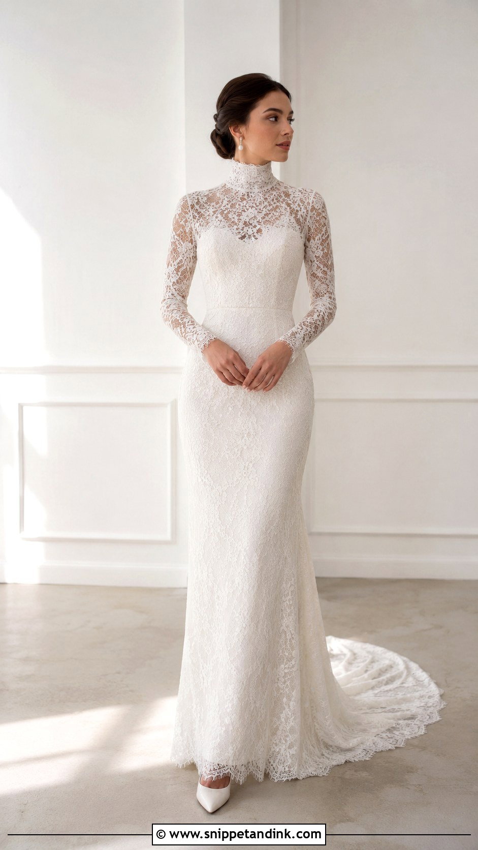 High Neck Lace Turtleneck Wedding Dress - Snippet and Ink - 25 High Neck Lace Wedding Dress Ideas