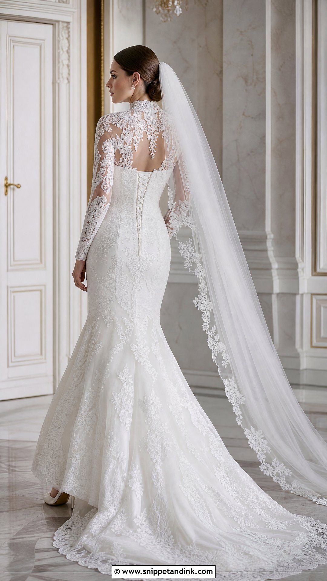 High Neck Lace Up Back Wedding Dress - Snippet and Ink - 20 Lace Up Back Wedding Dress Ideas