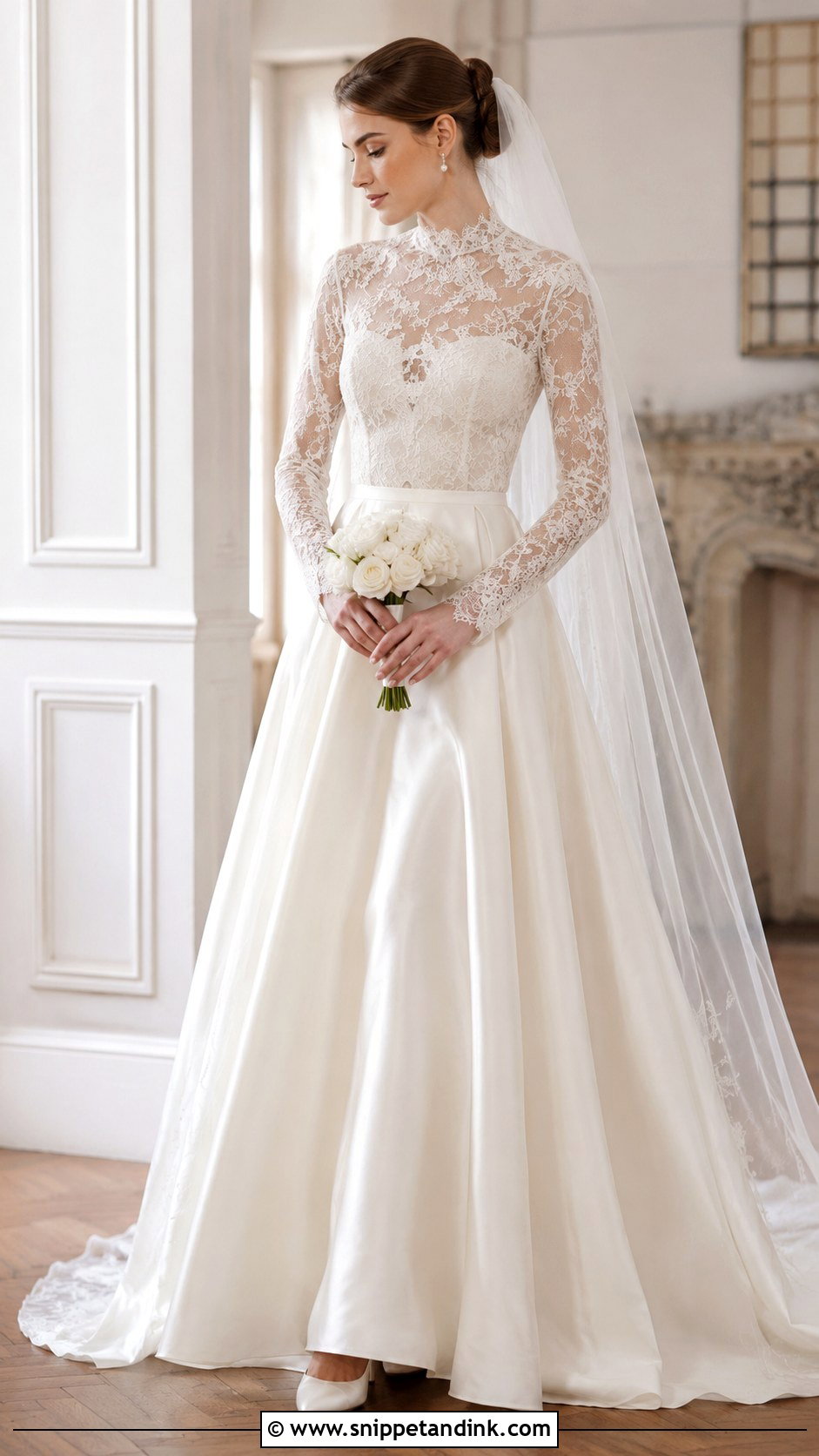 High Neck Lace Vera Wang Wedding Dress - Snippet and Ink - 20 Vintage Vera Wang Wedding Dress Ideas