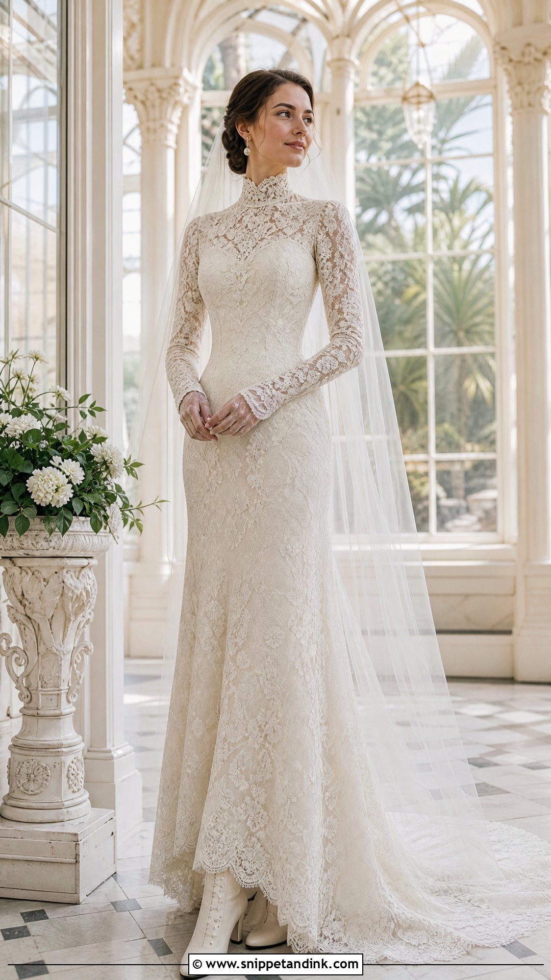 High Neck Lace Victorian Bride Dress - Snippet and Ink - 20 Victorian Bride Dress Ideas