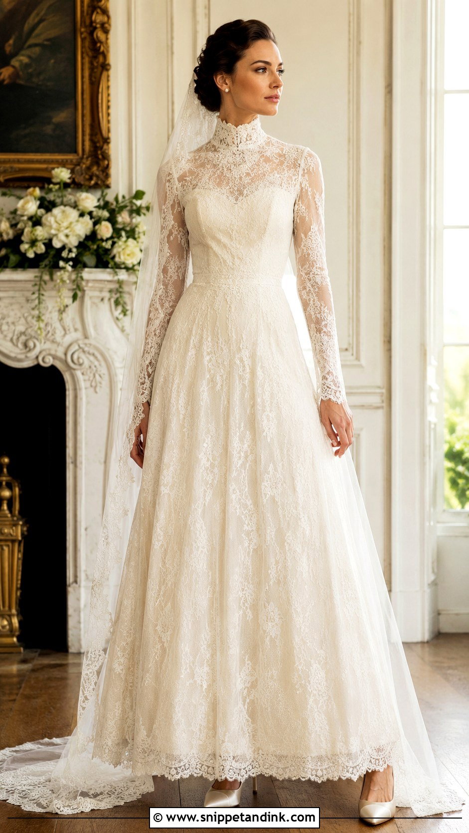 High Neck Lace Victorian Wedding Dress - Snippet and Ink - 25 Victorian Style Wedding Dress Ideas