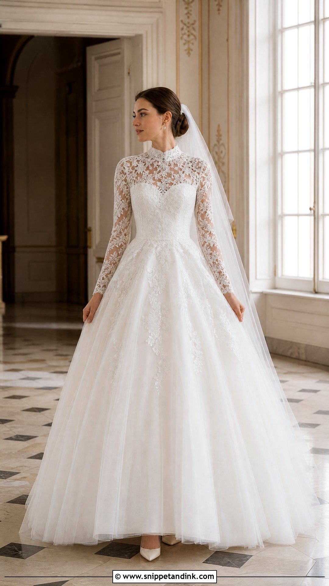 High Neck Lace Wedding Ballgown - Snippet and Ink - 20 Wedding Ballgown Ideas