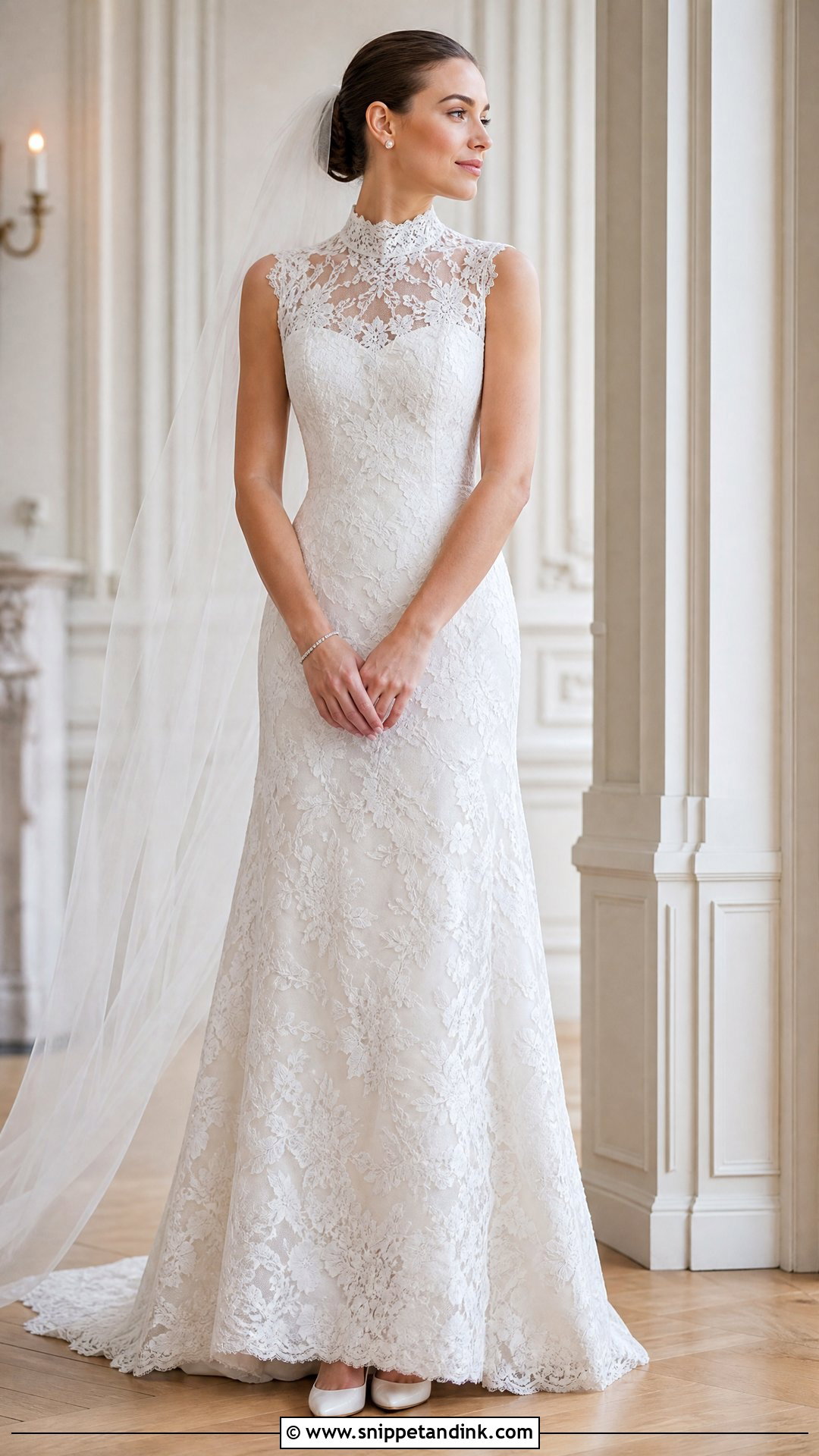 High Neck Lace Wedding Ceremony Dress - Snippet and Ink - 20 Wedding Ceremony Dress Ideas