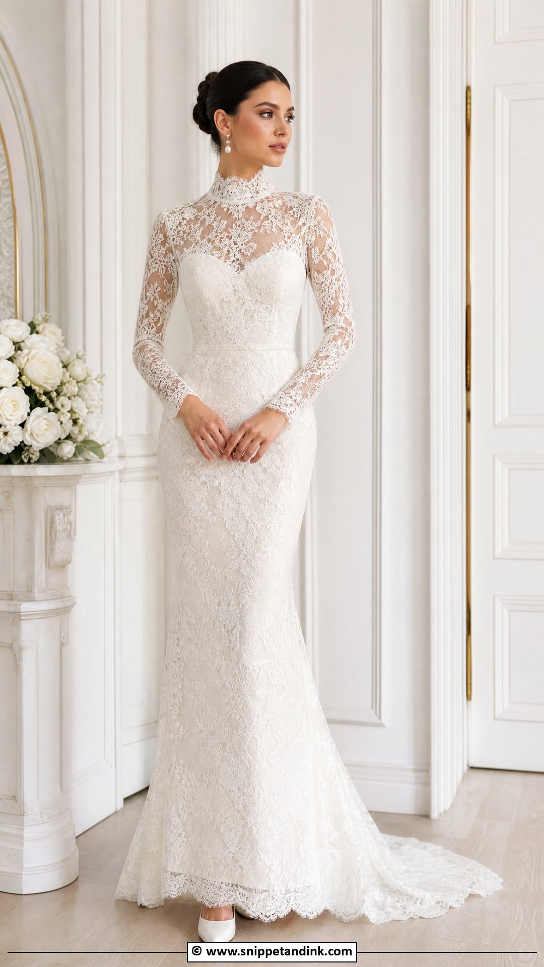 High Neck Lace Wedding Dress - Snippet and Ink - 35 Lace Wedding Dress Ideas
