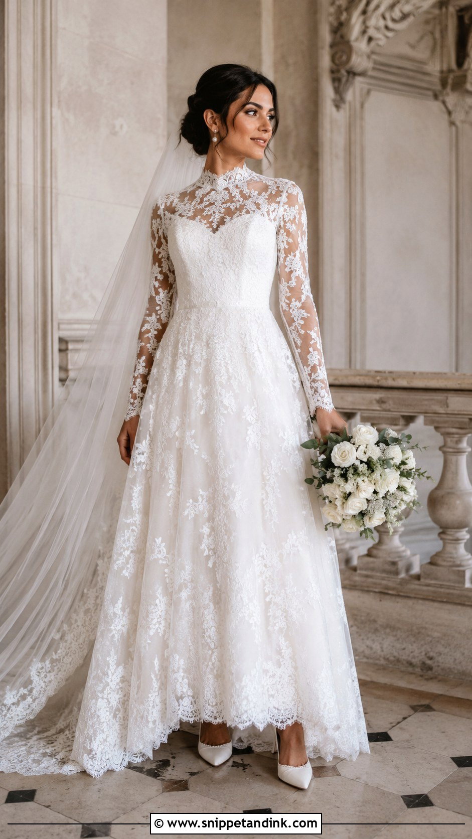 High Neck Lace Wedding Dress - Snippet and Ink - 30 Vintage Inspired Wedding Dresses