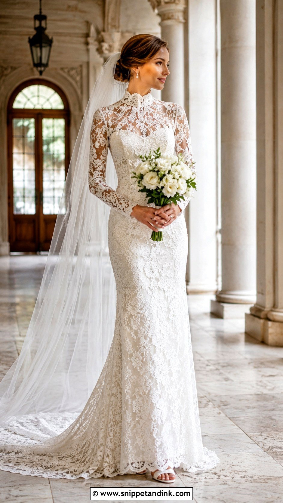 High Neck Lace Wedding Dress - Snippet and Ink - 30 Vintage Lace Wedding Dress Ideas