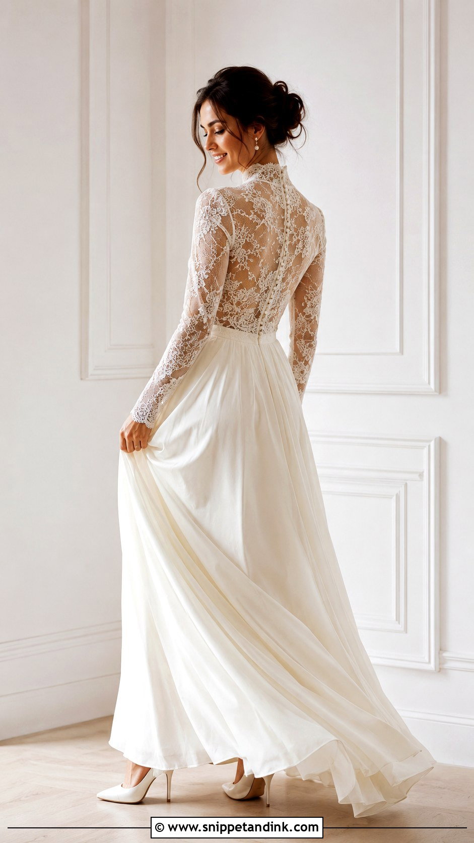 High Neck Lace Wedding Dress - Snippet and Ink - 30 Vintage Romantic Wedding Dress Ideas