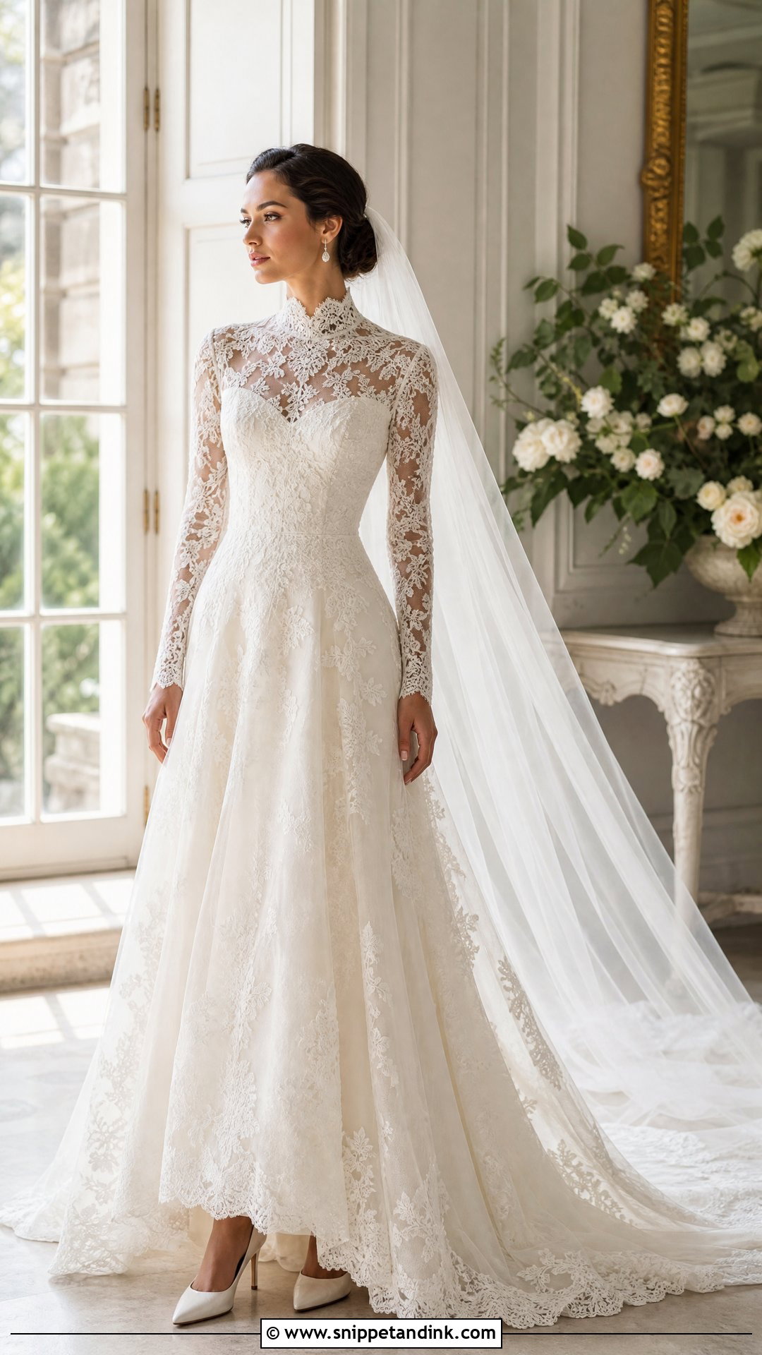 High Neck Lace Wedding Dress - Snippet and Ink - 20 Angelic Wedding Dress Ideas