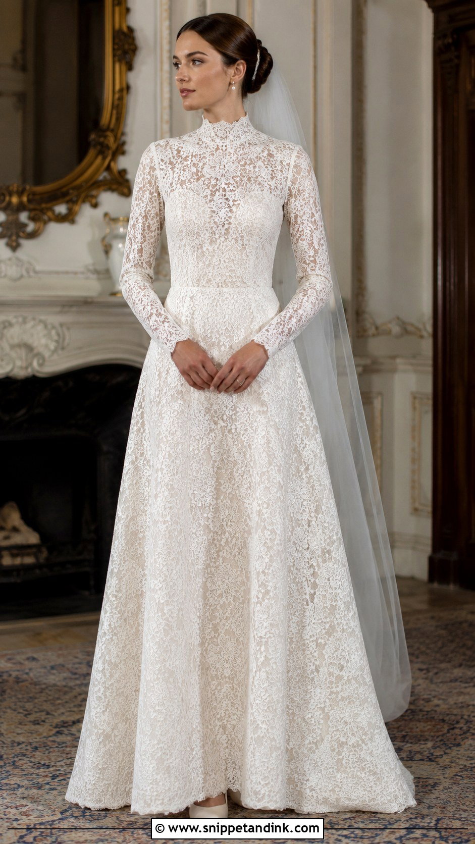 High Neck Lace Wedding Dress - Snippet and Ink - 20 Detailed Wedding Dress Ideas