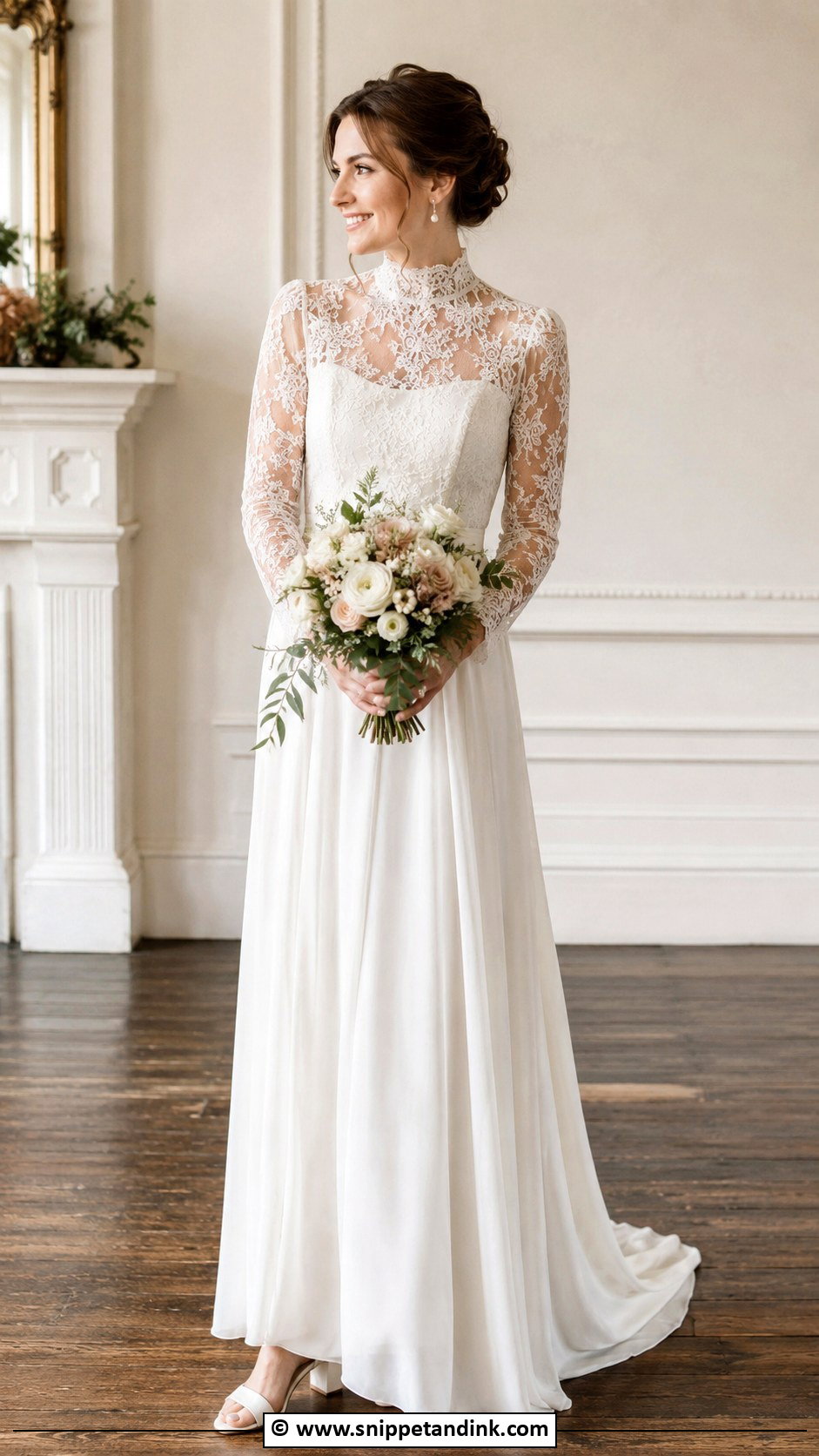 High Neck Lace Wedding Dress - Snippet and Ink - 30 70s Wedding Dress Ideas