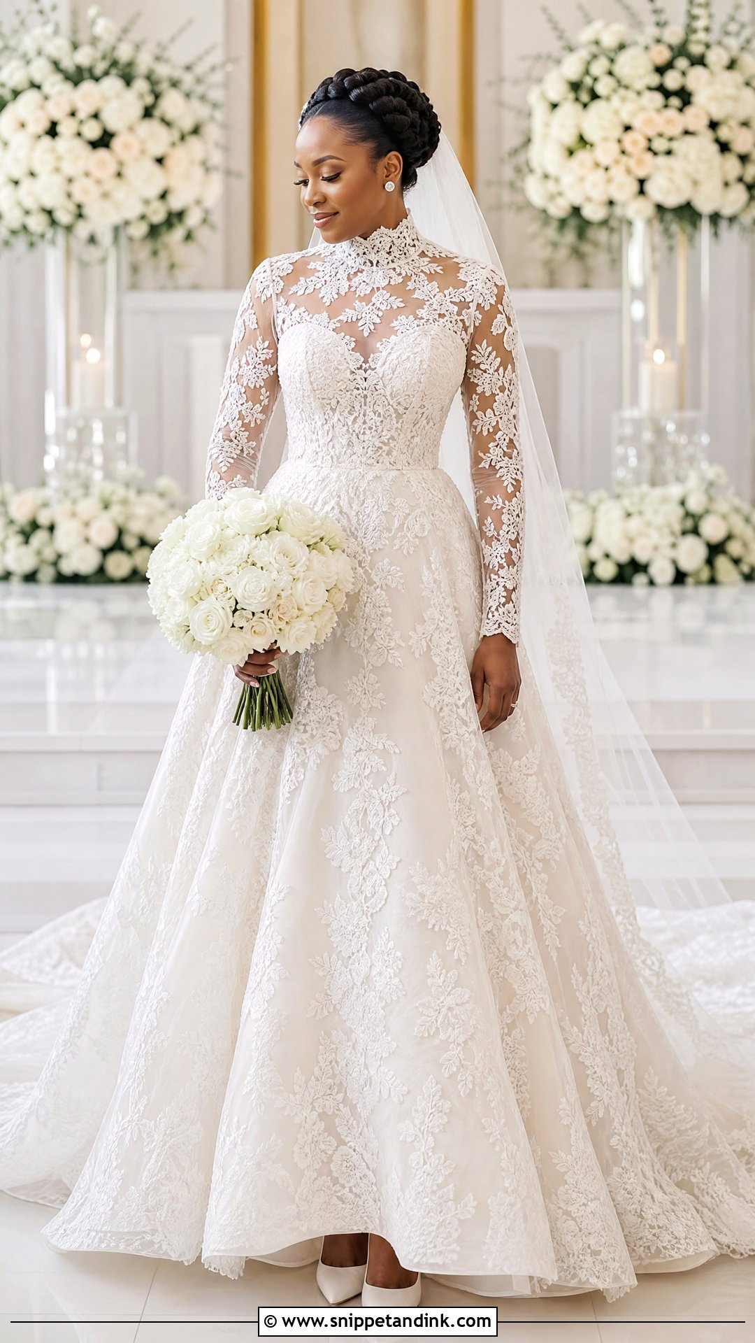 High Neck Lace Wedding Dress - Snippet and Ink - 25 Black Woman Wedding Dress Ideas
