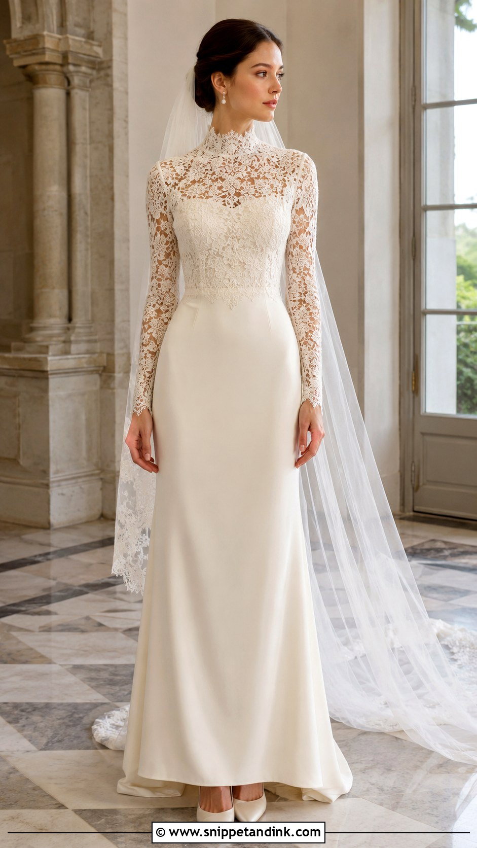 High Neck Lace Wedding Dress - Snippet and Ink - 25 Bridal Lace Ideas