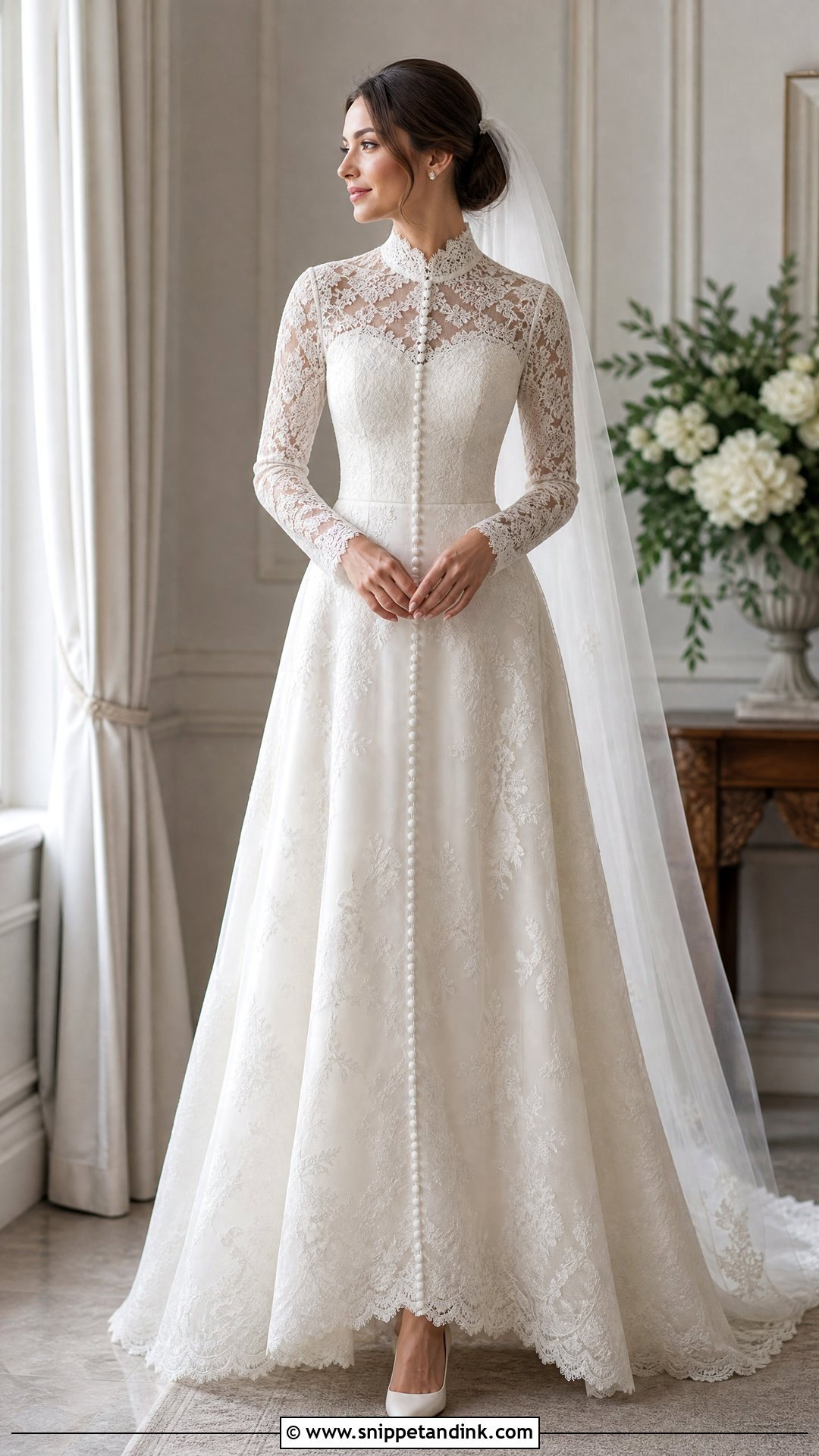 High Neck Lace Wedding Dress - Snippet and Ink - 25 Dreamy Romantic Elegant Wedding Dress Ideas