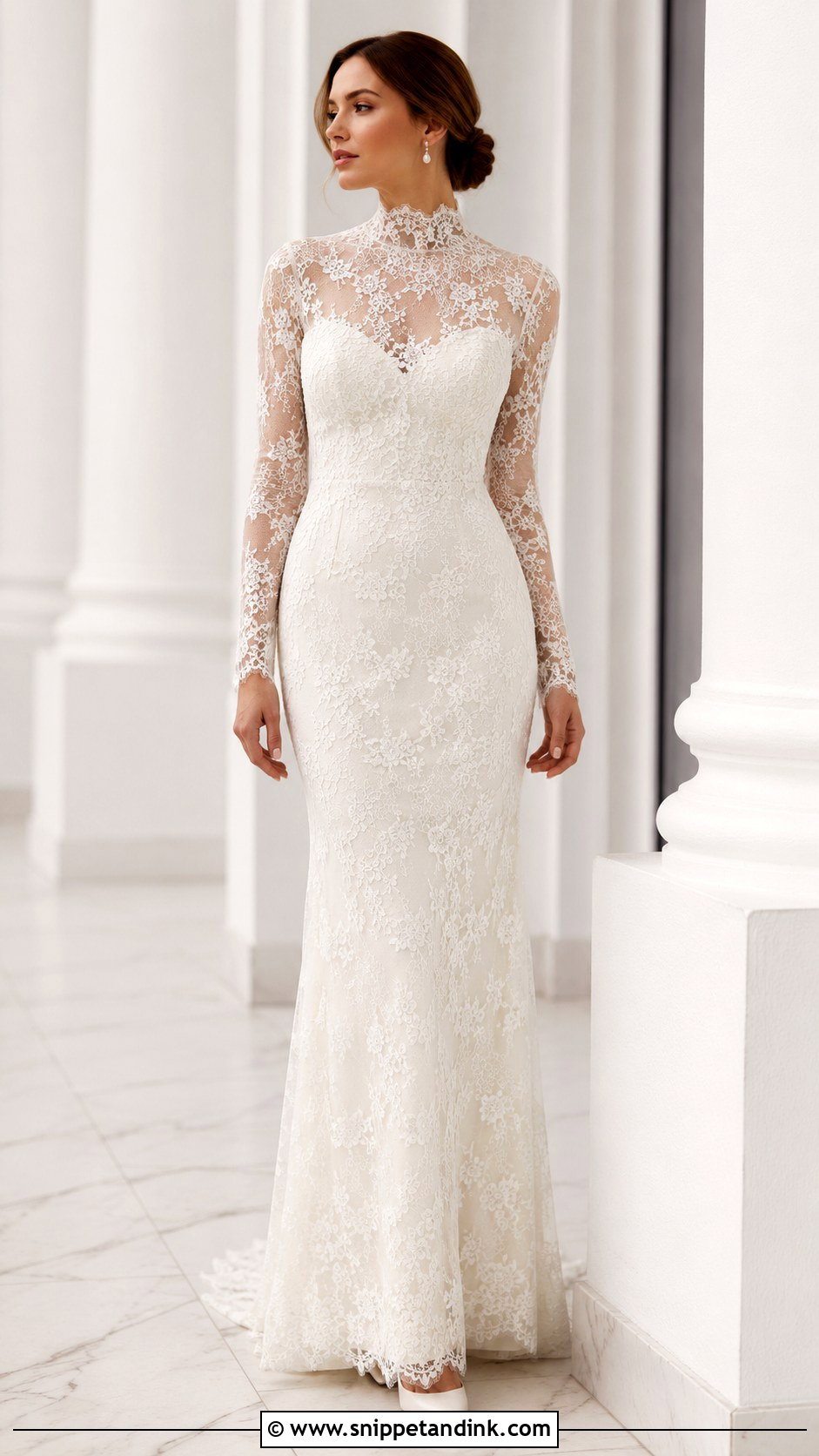 High Neck Lace Wedding Dress - Snippet and Ink - 25 Elegant Lace Wedding Dress Ideas