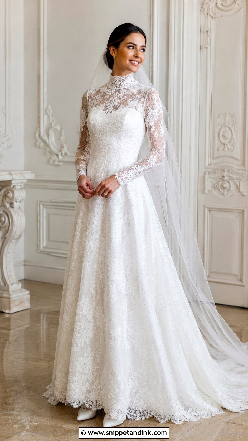 High Neck Lace Wedding Dress - Snippet and Ink - 25 Flowy Romantic Wedding Dress Ideas